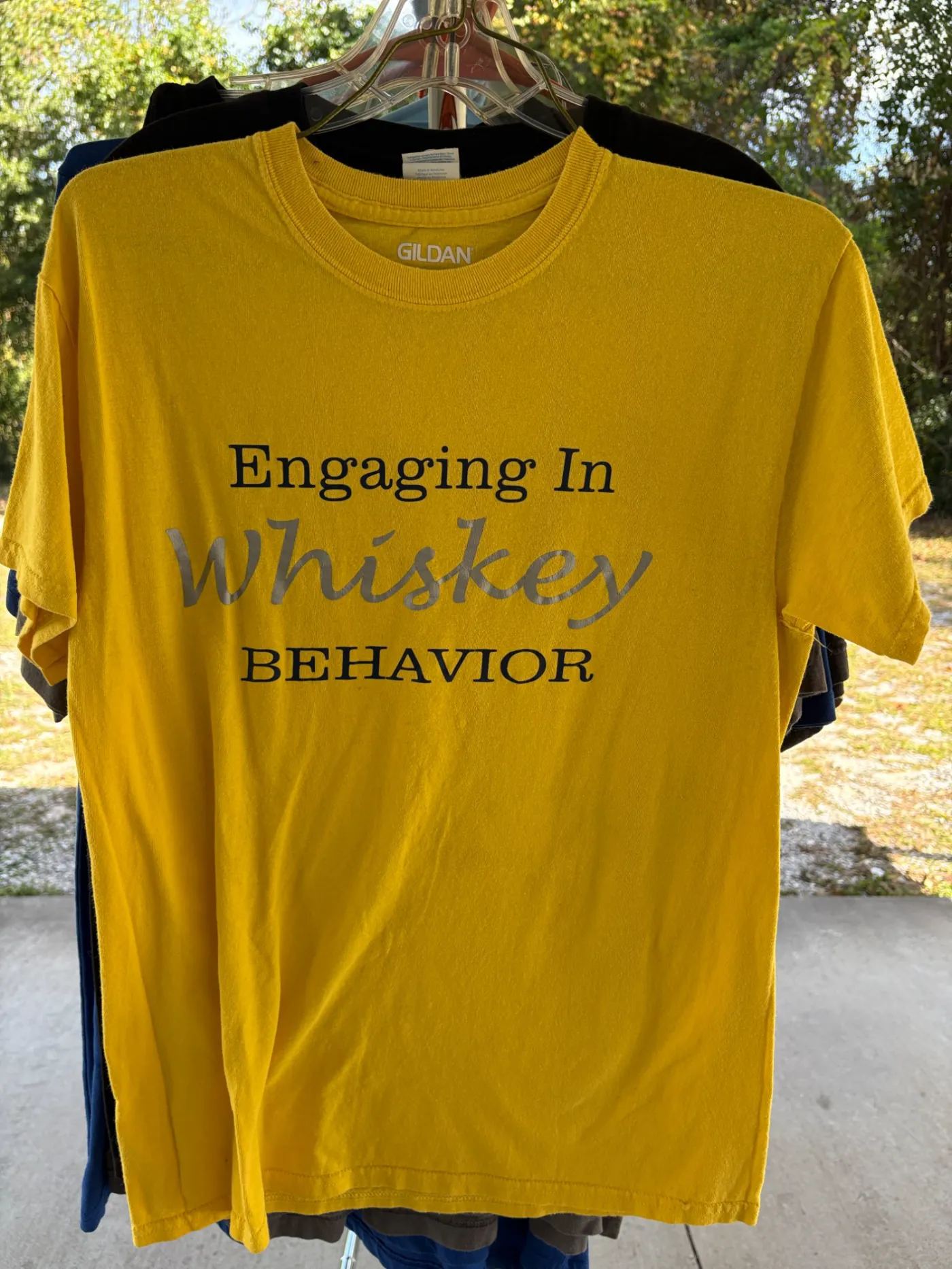 Yellow "Engaging in Whiskey behavior" Tee