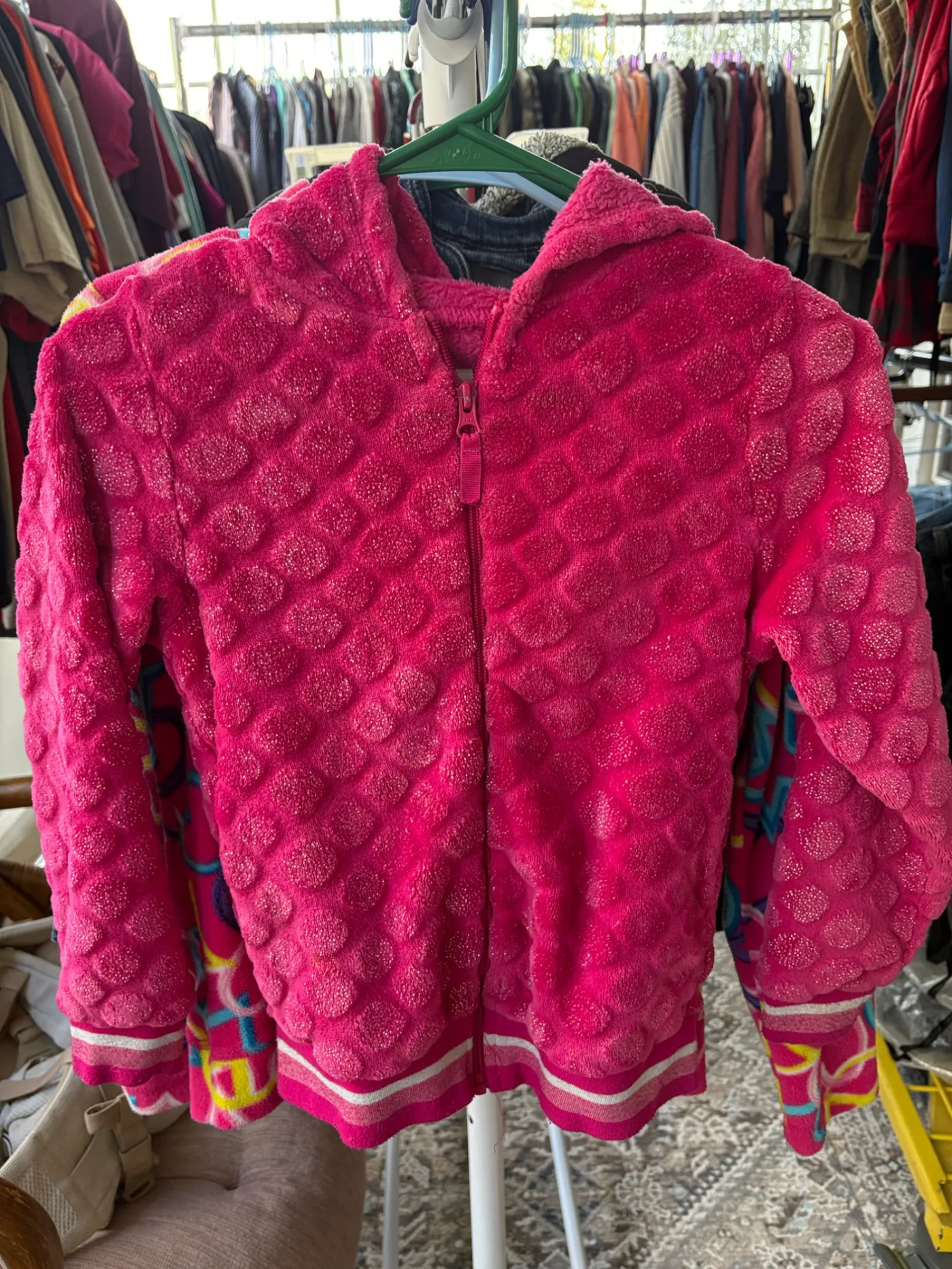 Pink Fleece Bubble Zipper Hoodie