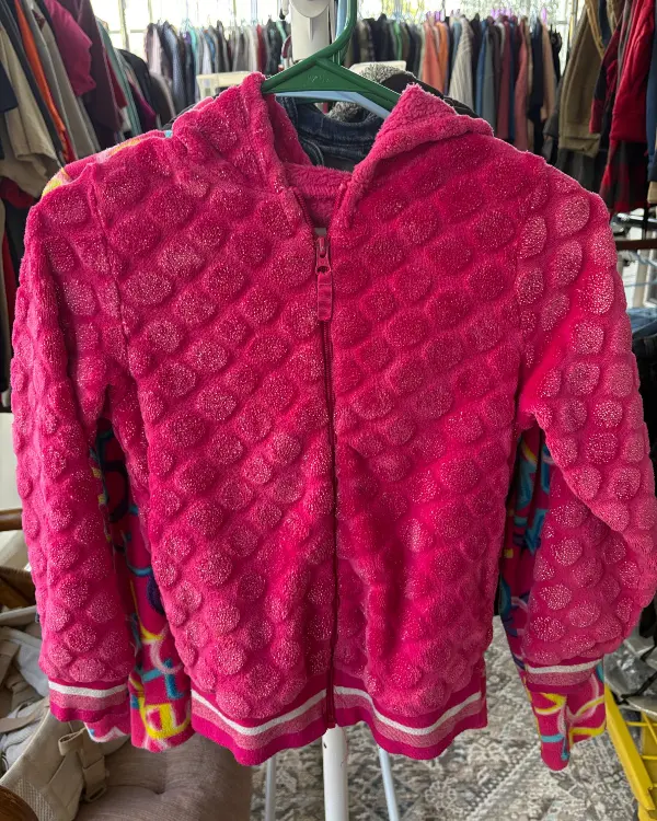 Pink Fleece Bubble Zipper Hoodie
