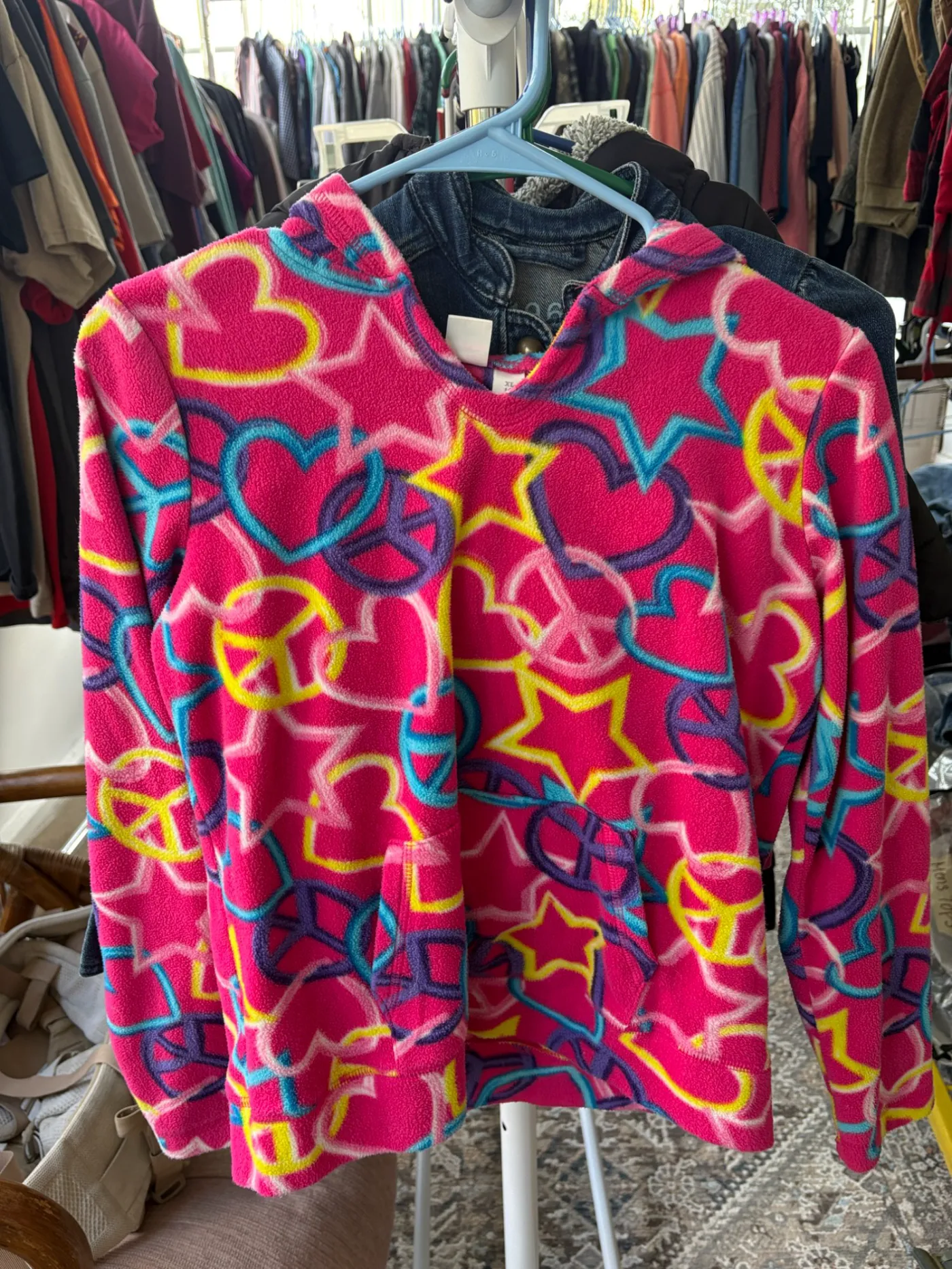 Pink Fleece "Peace" Hoodie