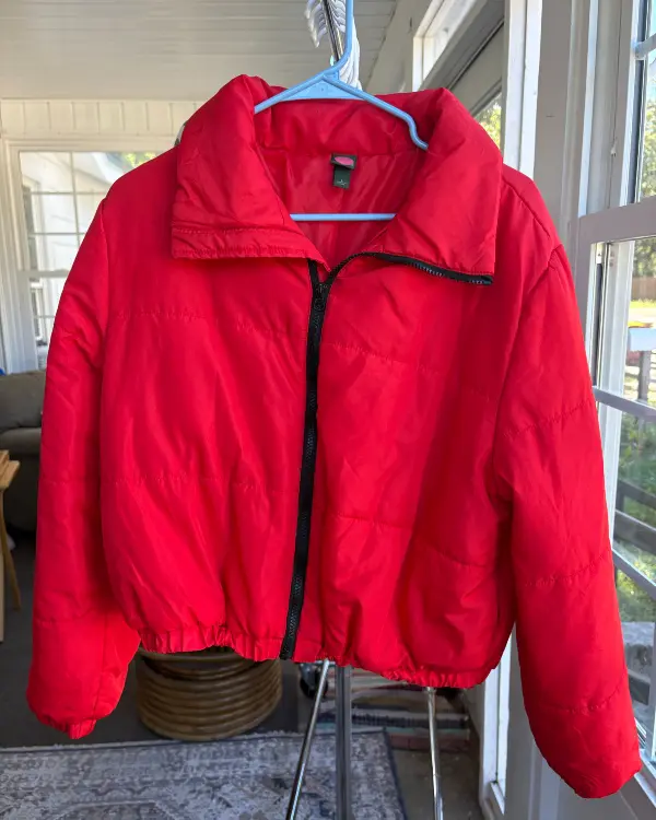Red Zip Puffer Jacker
