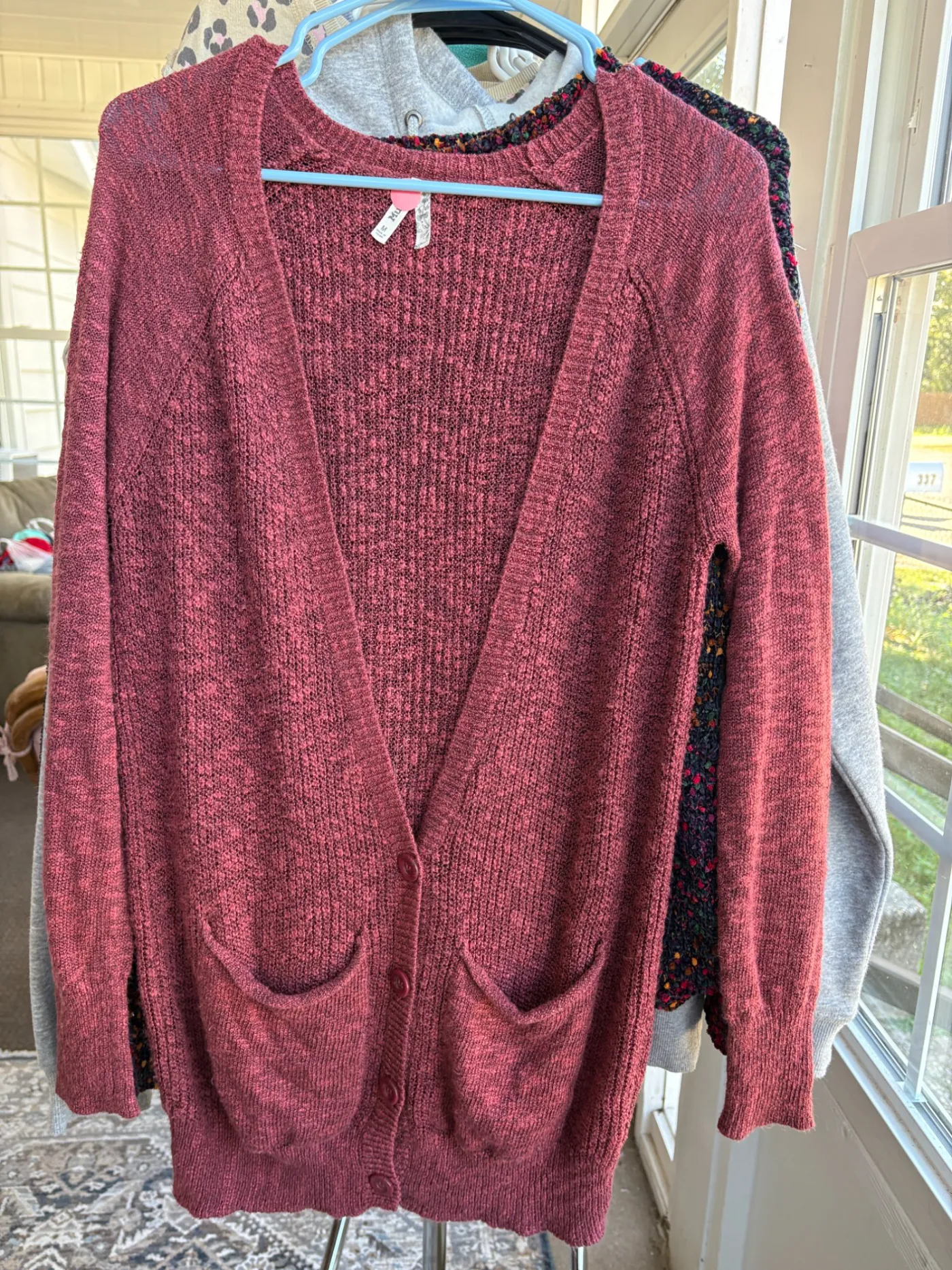 Red Heather Knit Cardigan