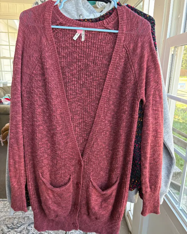 Red Heather Knit Cardigan