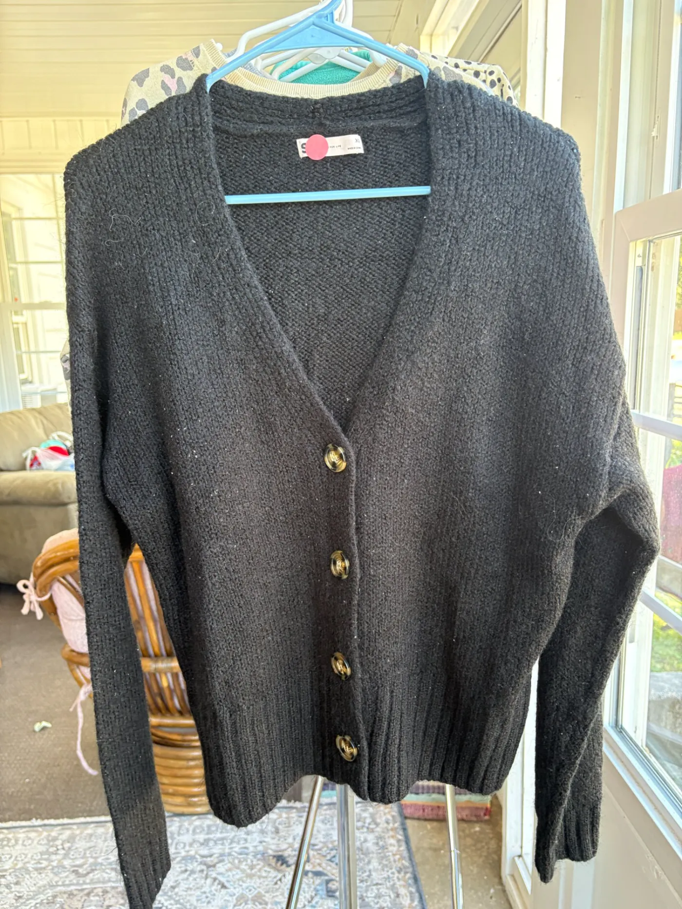 Black Knit V-Neck Cardigan