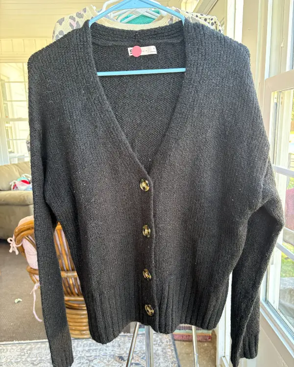 Black Knit V-Neck Cardigan