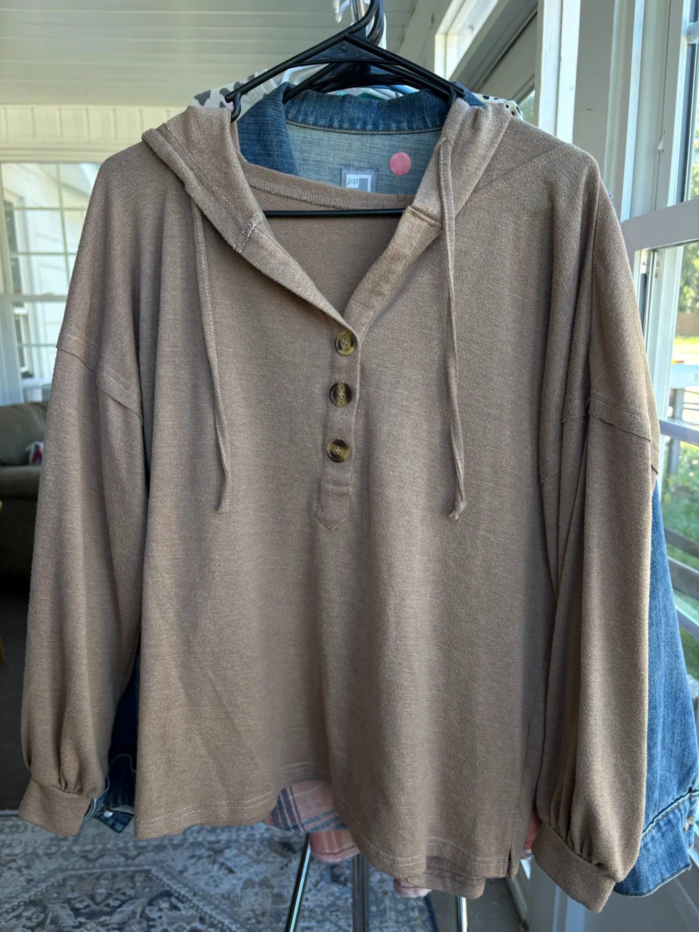 Brown Oversized Pullover with Hood