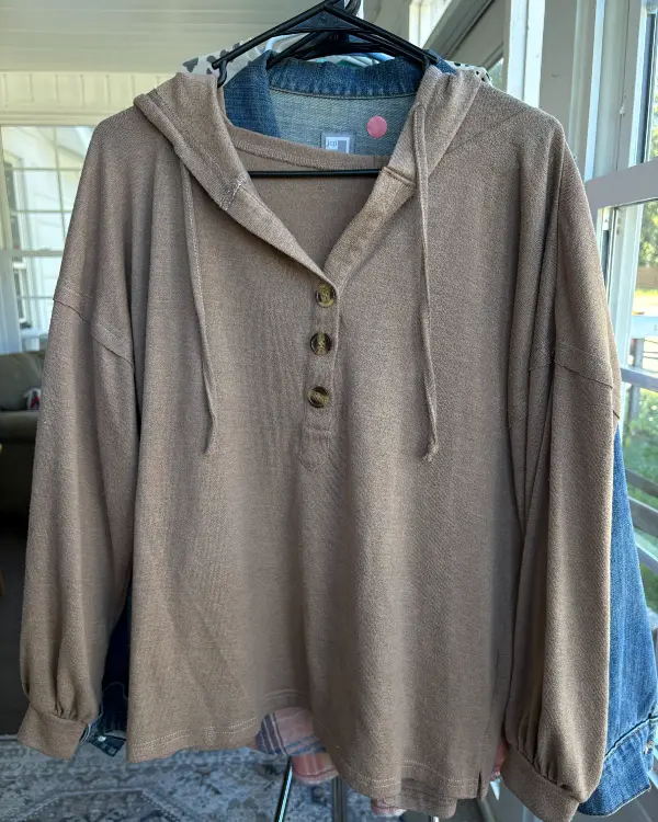Brown Oversized Pullover with Hood