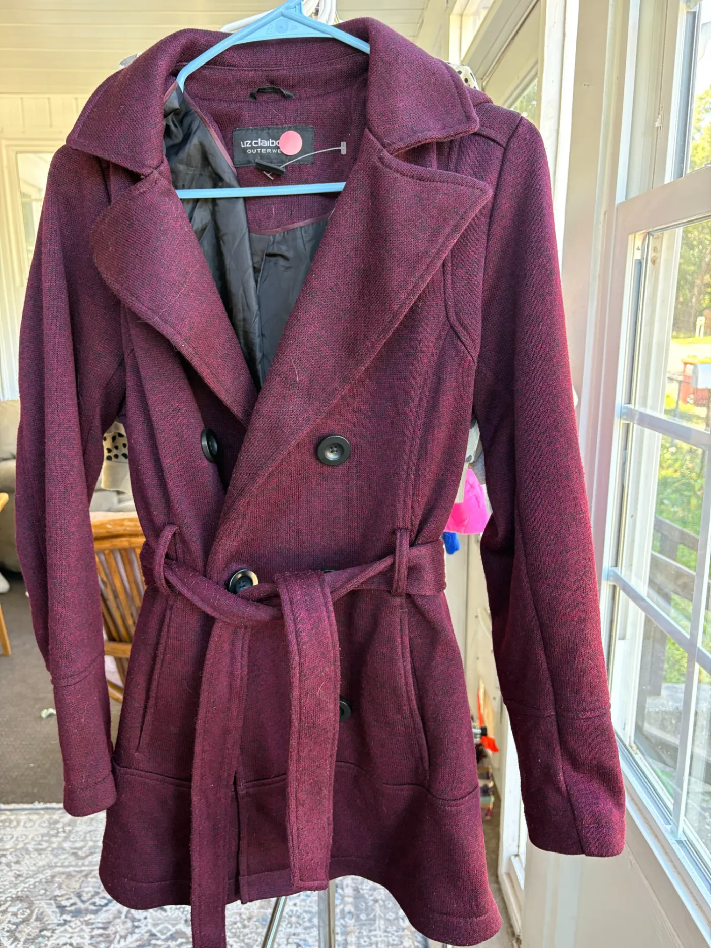 Maroon Heather Button Coat