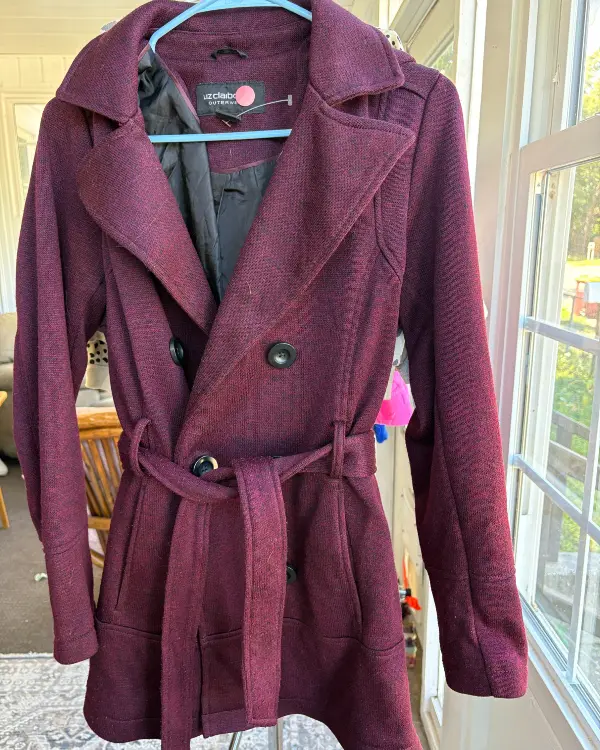 Maroon Heather Button Coat
