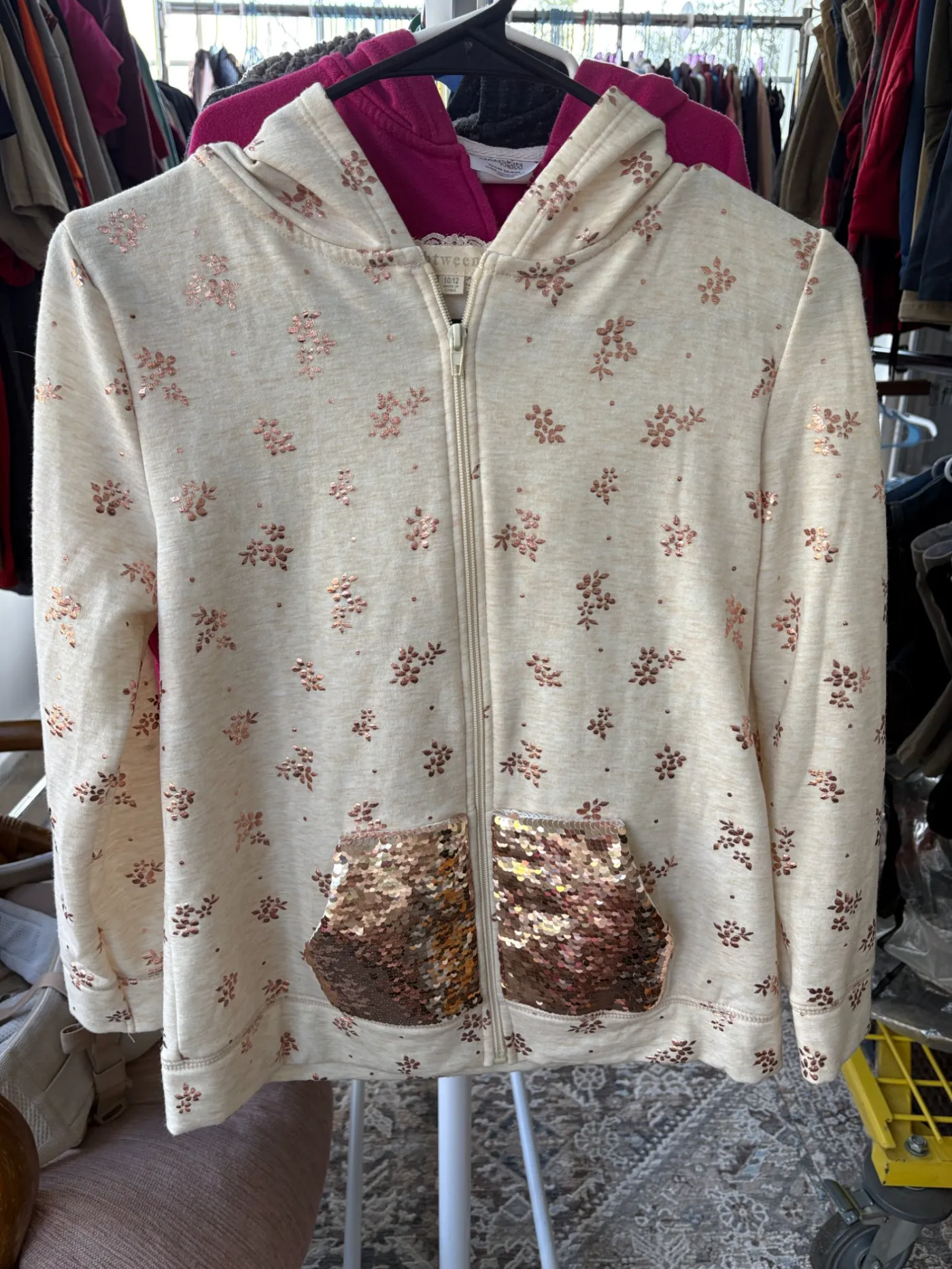 Tan Floral Glitter Jacket