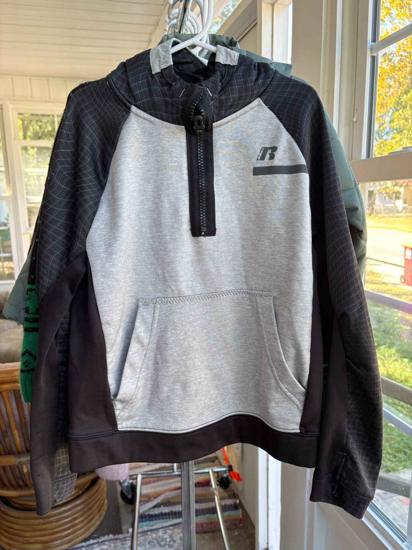 Boys' Black & Grey Quarter-Zip Hoodie