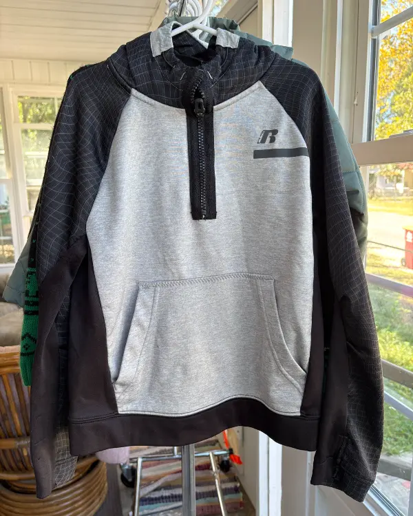Boys' Black & Grey Quarter-Zip Hoodie