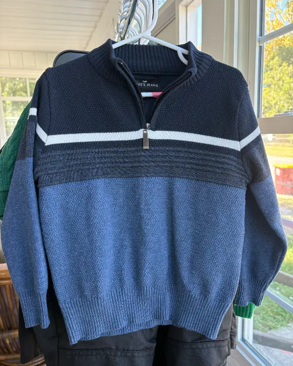 Kids Striped Quarter-Zip Sweater