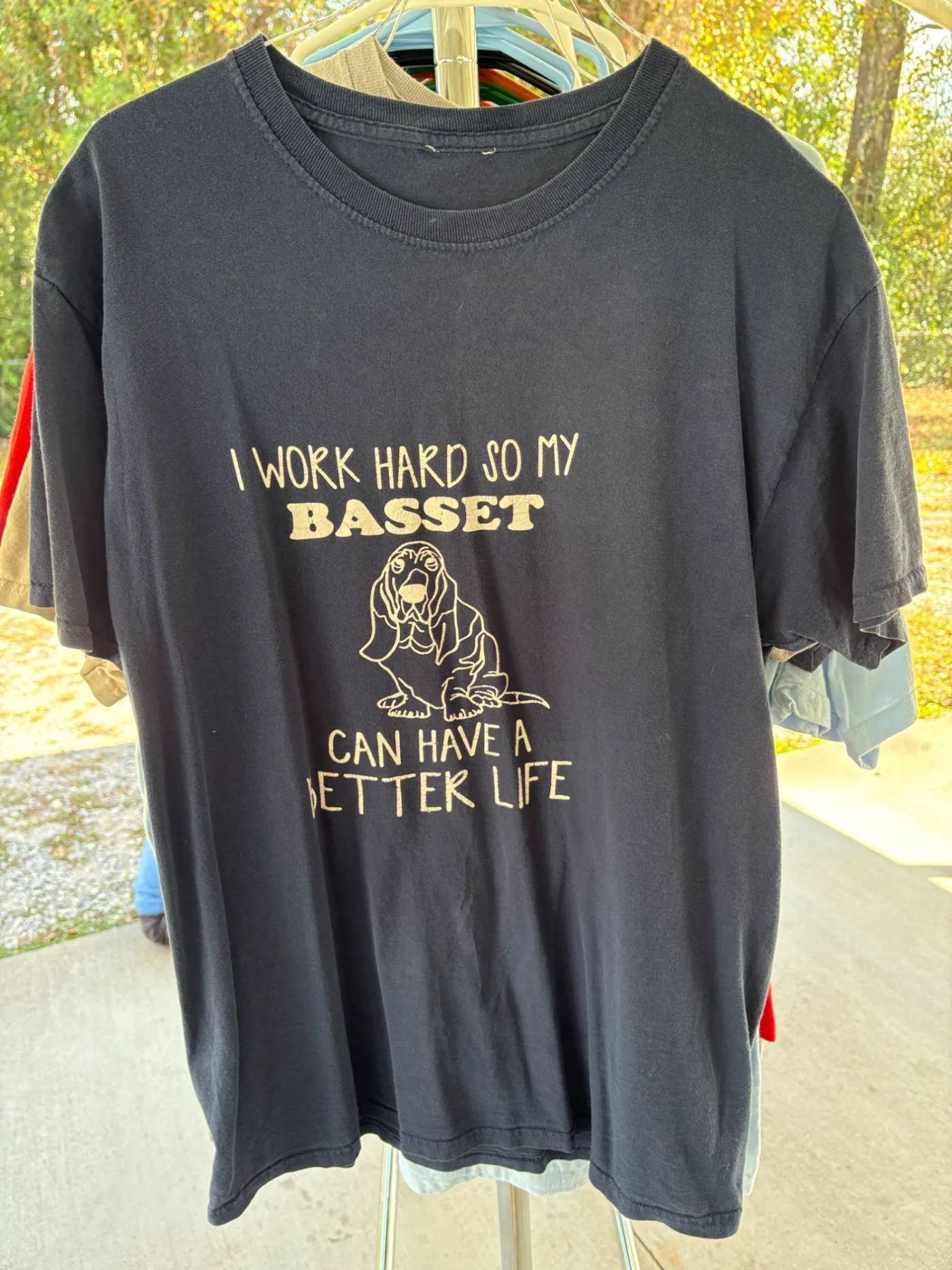 Navy Blue Basset Hound Tee