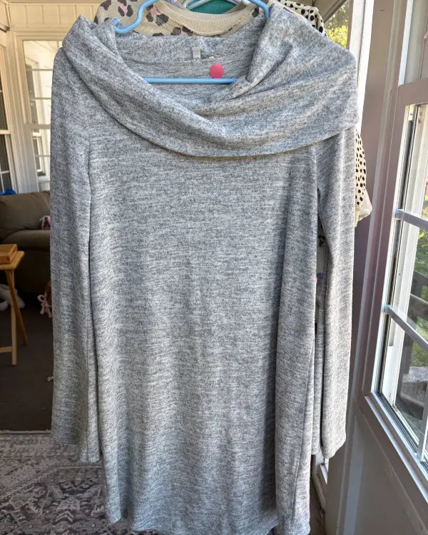 Heather Grey Cowl Neck